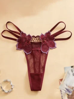 Culottes en dentelle tissée au crochet lingerie blanche brodée de fleurs sous-vêtements en maille transparente