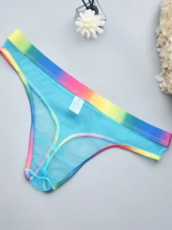 Culotte sexy pour homme Lingerie transparente bleue pour homme