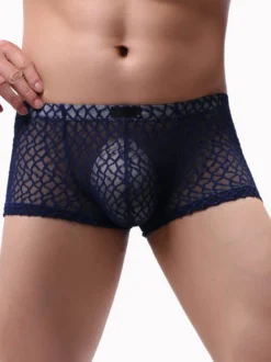 Culotte Sexy Pour Hommes Orange Polyester Boxer Lingerie Hommes Semi-transparents