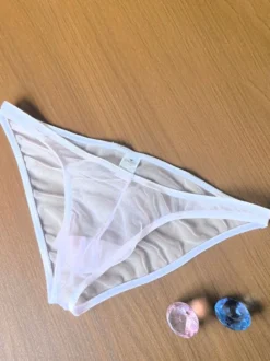 Culotte sexy transparente blanche pour homme string transparent