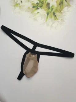 Culotte string sexy en maille rouge transparente pour homme