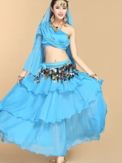 Danse du ventre Costumes Paillettes Volants Une épaule Top Femmes Danse Porter Déguisements Halloween