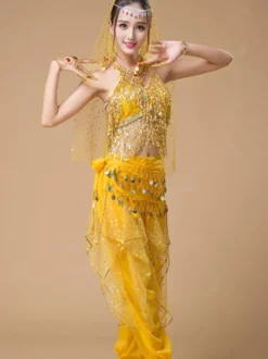 Danse du ventre Costumes Sequin Fringe Rose Polka Dot Danseuse du ventre Tulle Vêtements Danse du ventre pour les femmes Déguisements Halloween