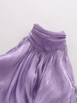 Débardeur abricot à bretelles plissé en coton style décontracté pour femme