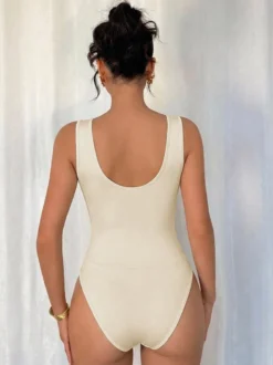 Débardeur abricot à col bénitier et dos nu style décontracté pour femme été