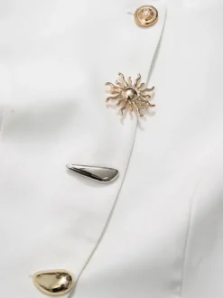 Débardeur blanc à col bijou et boutons chics pour femmes