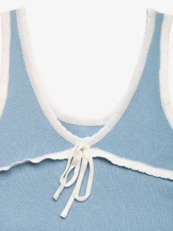 Débardeur bleu à col rond en maille vêtement décontracté d'été pour femme