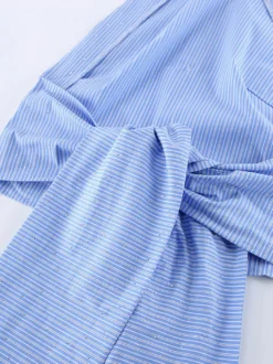 Débardeur bleu dos nu à strass et lacets sexy en coton pour femme