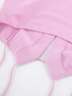 Débardeur bleu marine à bretelles col plissé chic en lin pour femme