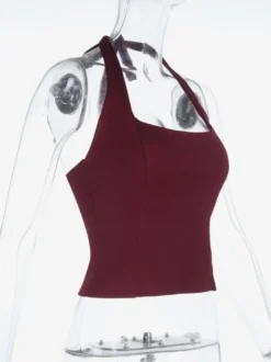 Débardeur court dos nu à bretelles - Camisole sexy Balletcore dos nu zippé - Débardeur slim Coquette Aesthetic Night Out 2026