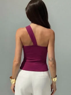 Débardeur fuchsia à fleurs style décontracté pour femme