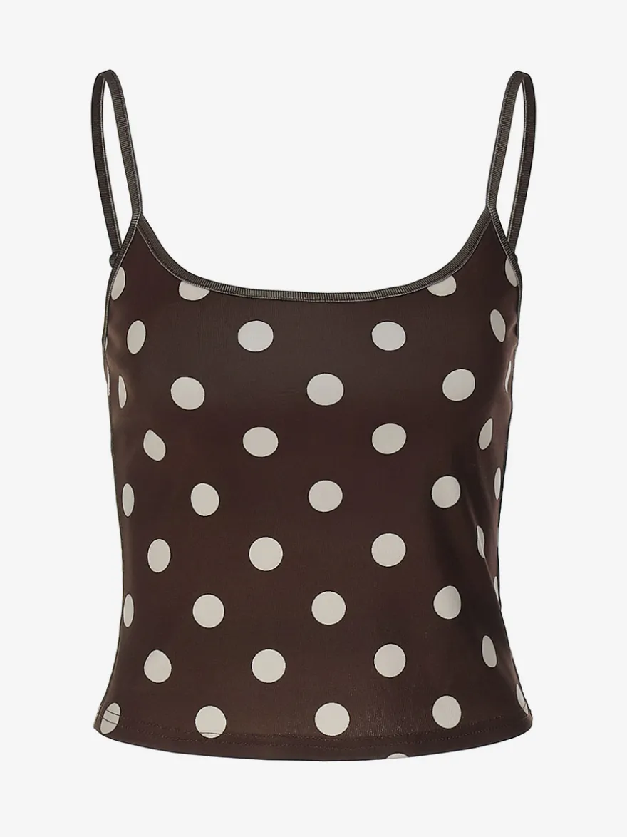 Débardeur marron café à bretelles col et épaules dénudées style chic pour femme