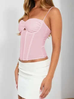 Débardeur moulant dos nu élégant pour femme - Débardeur sexy et sexy - Camisole minimaliste et au look rebelle pour sortir en boîte 2026