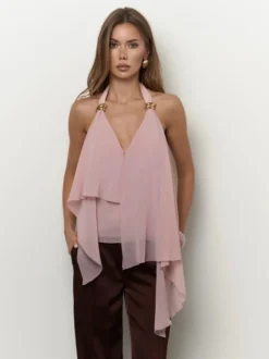 Débardeur noir à bretelles dos nu sans manches chic pour femmes