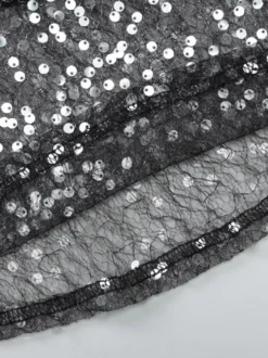 Débardeur noir à bretelles fines et dentelle au col sexy en polyester pour femme