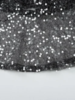 Débardeur noir à bretelles fines et dentelle au col sexy en polyester pour femme