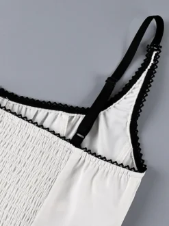 Débardeur noir à col carré plissé style décontracté pour femme été