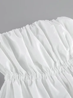Débardeur rose sans bretelles plissé sexy dos nu en coton pour femme