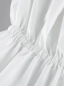 Débardeur rose sans bretelles plissé sexy dos nu en coton pour femme
