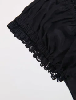 Dentelle de coton noir Lolita Robe OP 3 Lyers Hem Déguisements