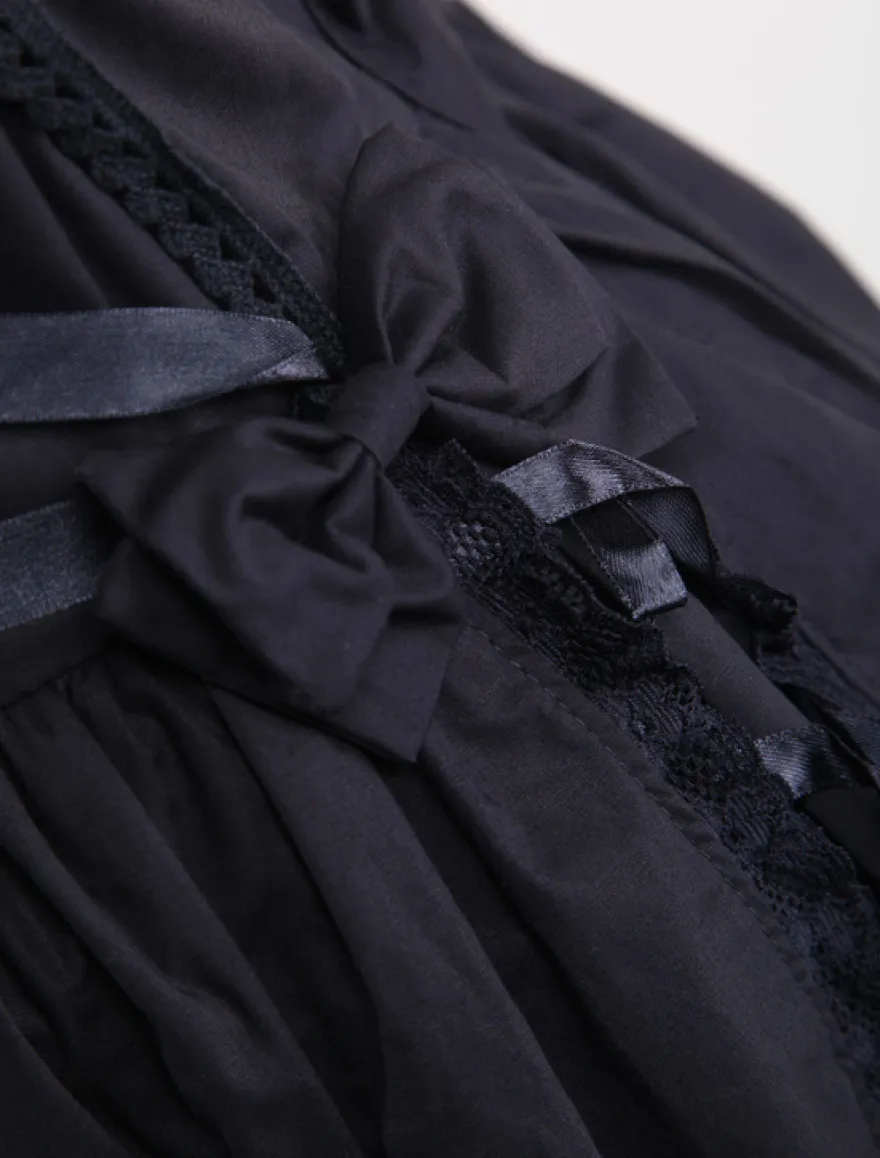 Dentelle de coton noir Lolita Robe OP 3 Lyers Hem Déguisements