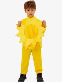 Déguisement de fête tournesol pour enfants combinaison jaune avec chapeau