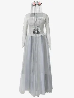 Déguisement de mariée fantôme hantée d'Halloween robe de mariée victorienne pour une fête d'Halloween zombie et une représentation théâtrale