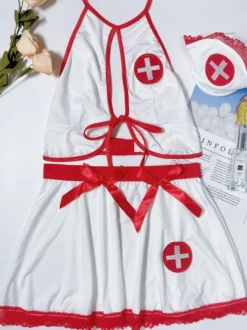 Déguisement d'infirmière sexy Halloween Jupe bicolore pour femme blanche