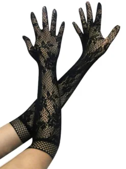 Déguisement Sexy Servante Accessoires Gants en Dentelles Transparentes Creusantes Florales Unicolore Costumes Sexy Femmes Déguisements Sexy Halloween