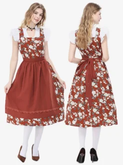 Dirndl traditionnel allemand avec tablier et chemisier blanc | Robe traditionnelle de l'Oktoberfest pour femmes