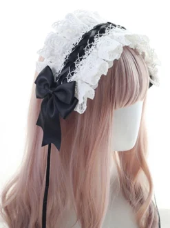 Douce Lolita Coiffure Lacet Avec Noeuds Lolita Déguisements Halloween