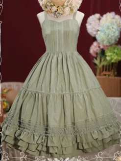 Douce Lolita JSK Robe Lacet Ruffle Cotton Lolita Robe Chasuble Jupes Déguisements Halloween