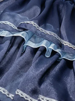 Douce Lolita JSK robe 2-Pièces Set Blue marine à volant robe idol