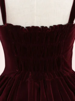 Douce Lolita JSK Robe Velours Lacet Ruffle Lolita Pull Jupes Bordeaux