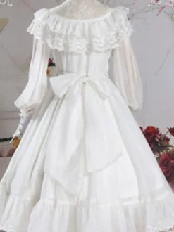Douce Lolita OP Robe Noir Manches Transparentes à Volants Lolita Robes une pièce Déguisements Halloween