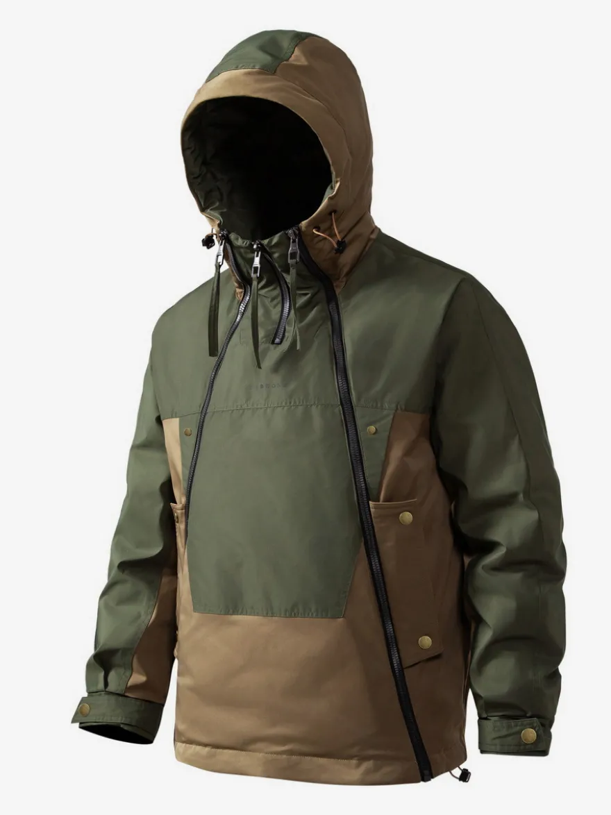 Doudoune à capuche pour homme veste décontractée à double fermeture éclair et blocs de couleurs veste chaude
