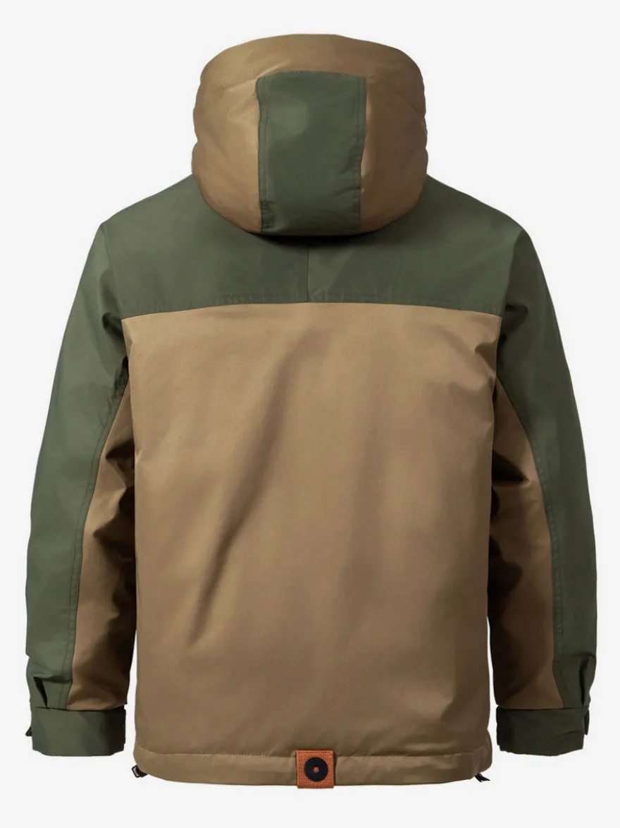 Doudoune à capuche pour homme veste décontractée à double fermeture éclair et blocs de couleurs veste chaude