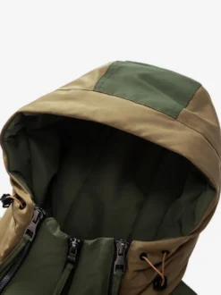 Doudoune à capuche pour homme veste décontractée à double fermeture éclair et blocs de couleurs veste chaude