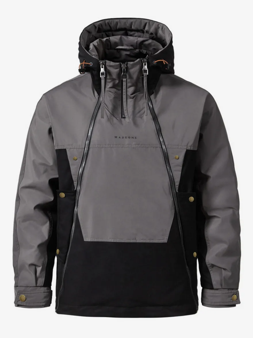 Doudoune à capuche pour homme veste décontractée à double fermeture éclair et blocs de couleurs veste chaude