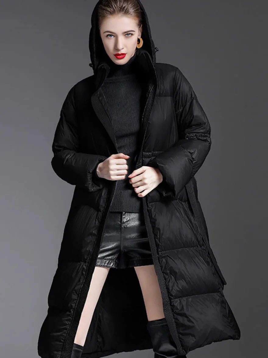 Doudoune à Capuche Violet Long Puffer Vêtements d'extérieur d'hiver pour les femmes