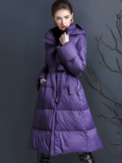 Doudoune à Capuche Violet Long Puffer Vêtements d'extérieur d'hiver pour les femmes