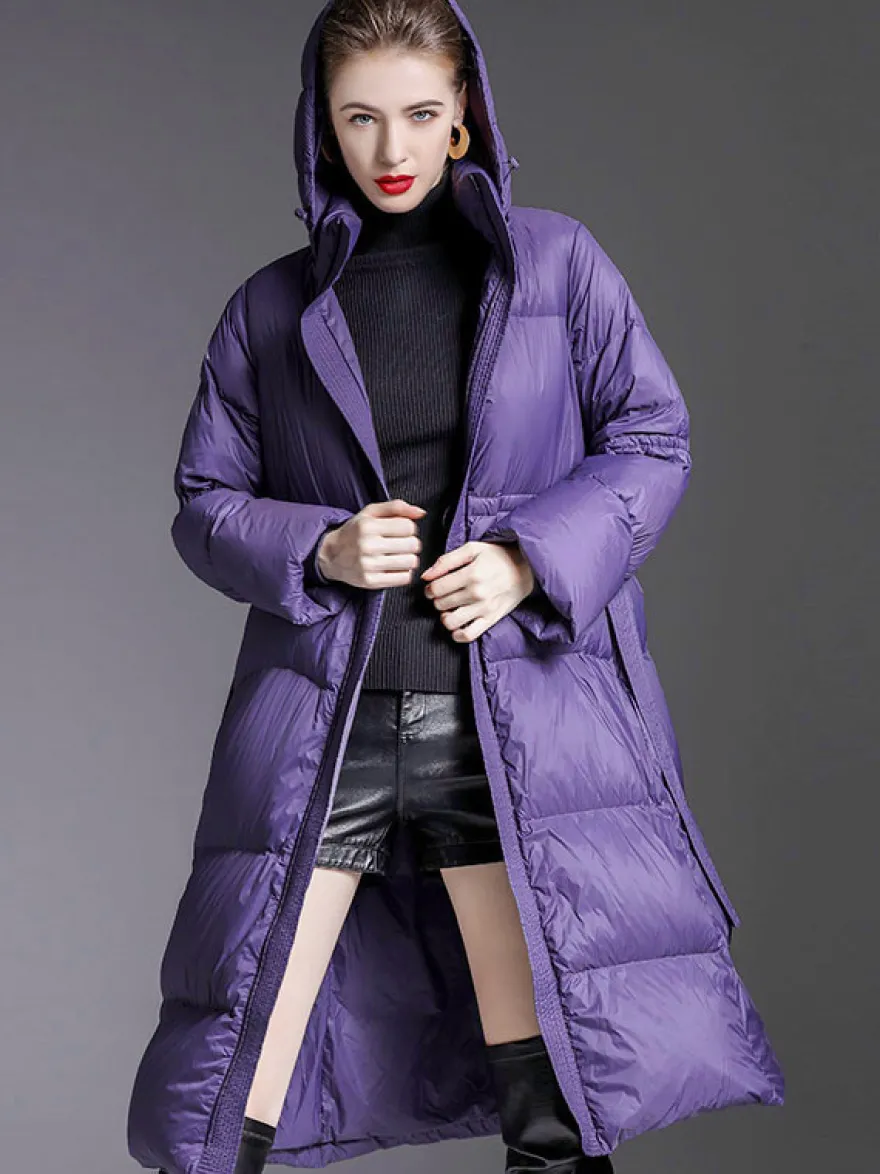 Doudoune à Capuche Violet Long Puffer Vêtements d'extérieur d'hiver pour les femmes