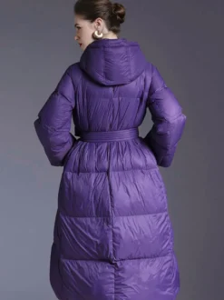 Doudoune à Capuche Violet Long Puffer Vêtements d'extérieur d'hiver pour les femmes