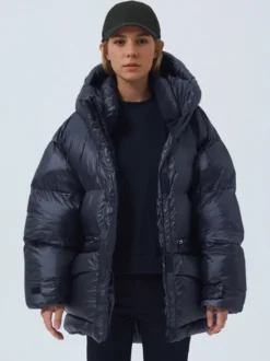 Doudoune Décontractée À Capuche En Duvet De Canard Manteau Femme
