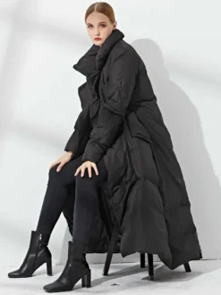 Doudoune Femme Chic En Duvet De Canard Grande Taille Poche À Glissière Éclaire