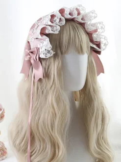 Doux Lolita Coiffe Dentelle Bows Bandeau Couvre-chef Déguisements Halloween