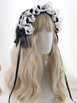 Doux Lolita Coiffe Dentelle Bows Bandeau Couvre-chef Déguisements Halloween