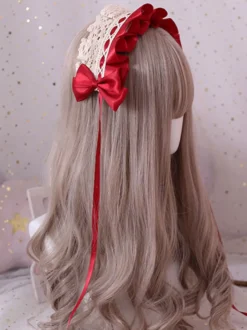 Doux Lolita Coiffe Dentelle Bow Lolita Bandeau Déguisements Halloween