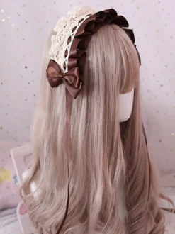 Doux Lolita Coiffe Dentelle Bow Lolita Bandeau Déguisements Halloween