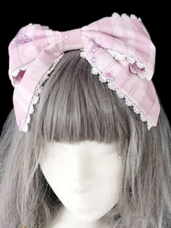 Doux Lolita Coiffure Infanta Maiden Room Dentelle Trim Bow Imprimer Lolita Accessoire de Cheveux Déguisements Halloween